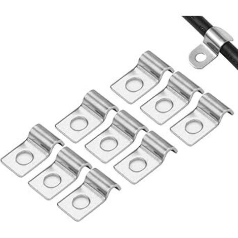 50Pcs Fixation Grillage Rigide sur Mur Cavalier Cable Electrique 4mm Fixation pour Tube Attache de Fixation 304 Acier Inoxydable Epaissi U Tube Pince pour la Fixation de Câbles Tuyaux et Fils