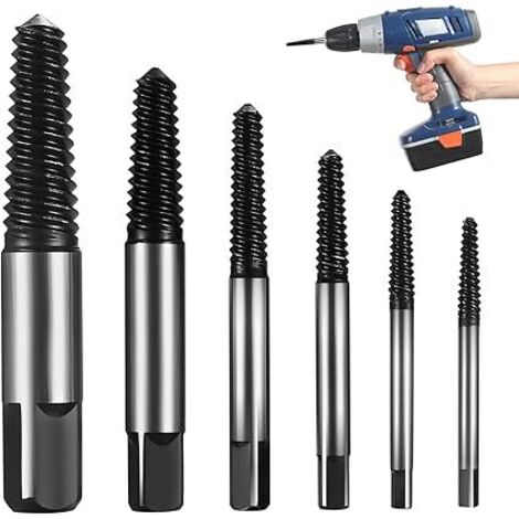 6 Pcs Kit Extracteur de Vis Cassée, Extracteur de Vis Casse, Extracteur de Boulons Cassés Universel Tourne a Gauche, Extracteurs de Vis Dénudés Endommagés pour Goujon Boulon Vis Cassé et Dénudé