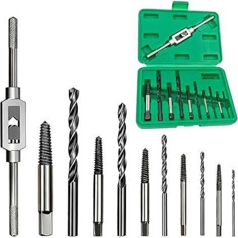 11 Pièces Extracteur de Vis Cassée, 3 à 18 mm Extracteur de Boulon Extracteur à Vis avec Boîte de Stockage pour le Forage et l'enlèvement des Endommagées