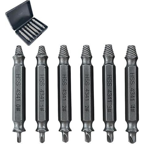 6PCS Kit Extracteur de Vis avec Adaptateur, Extracteur Double Face pour Vis Endommagées, Extracteur Tourne-à-Gauche pour Vis Cassées, Outil Précis pour Vis Rouillées et Usées