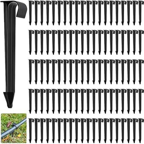 100 Pièces Piquets de Support de Tuyau D'irrigation, Support de Tuyau Fixation au Sol pour Piquets en PE pour Tuyau Arrosage Irrigation Jardin (Diamètre 16mm, Longueur 11,2cm)