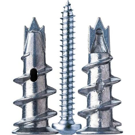 Chevilles pour placoplatre, 20 pièces Chevilles pour placoplatre autoperceuses en métal avec vis. Pour la fixation dans le béton, les briques, les plaques de plâtre, etc