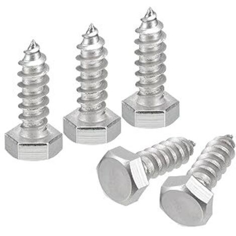 Vis Hex Head Lag Screws Boulons, 25Pcs 5/16" x 1" 304 Acier Inoxydable Partiellement Filetés Vis à Bois
