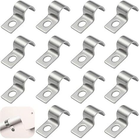 50 Pièces Attache de Fixation pour Tube en U,Colliers de Serrage Collier de Serrage Inox Clips Cable Monotrou Collier de Fixation,pour La Fixations de Câbles,Tuyaux,Grillage Rigide(10 mm)