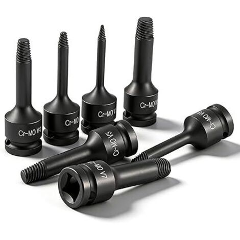 Kit Extracteur De Vis Cassée, 7 Pièces Tourne A Gauche Extracteur De Vis Dénudé, 3-15mm 1/2 Pouce Acier CR-MO Extracteurs De Boulon Pour Enlever Les Boulons CasséS, Vis Endommagées, Goujon Rouillés