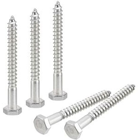 Vis Hex Head Lag Screws Boulons, 30Pcs 1/4" x 2-1/2" 304 Acier Inoxydable Partiel Fil Bois Vis