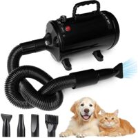Pulseur Chien Professionnel Sèche-Cheveux pour Chien 2800W Souffleur Chien Pulseur pour Chien Poils Longs Silencieux Sechoir Chien Animaux Vitesse Continue et Température Réglable avec 4 Buses