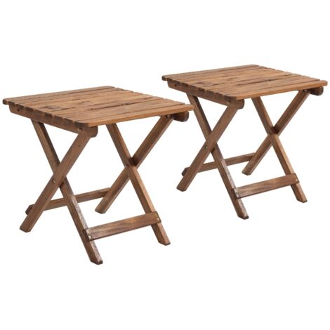 Terrassentisch-Set, 2 Klapptische aus Akazienholz, 45x45x45cm, Teck-Pratique et beau (1/5)