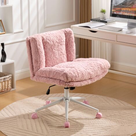 Chaise de bureau à assise large (67 cm), en cuir de lapin artificiel avec piètement en métal, réglable et pivotante, DE1875PK (1/5)