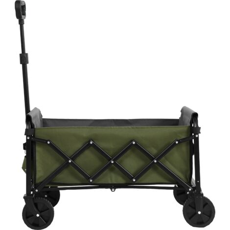 Chariot Pliable Jardin 120kg, 160L, Sac Amovible, Poignée Automatique, Roues Pivotantes Frein