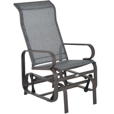 Fauteuil à bascule, chaise de jardin, fauteuil relaxant, 60 x 75 x 104 cm, balancelle de jardin en métal texturé pour terrasse ou balcon (1/5)