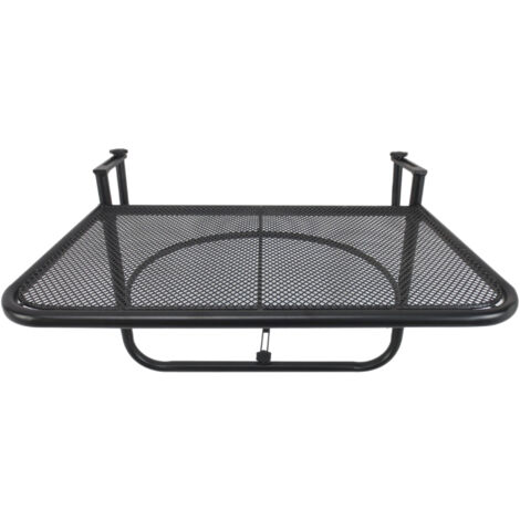 Balconhängetisch höhenverstellbar viereckig Metall Schwarz 60x56,5x45cm idéal pour balcon et terrasse
