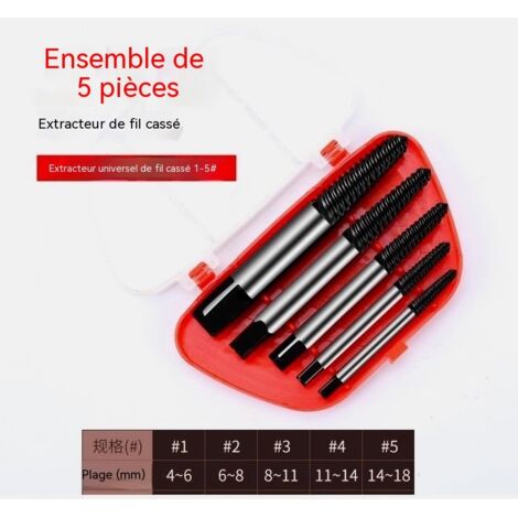Outil pour extraire les ruptures de tuyaux, taraud à filetage inversé, outil pour retirer les extrémités cassées des robinets et des vannes d'angle. (1/2)