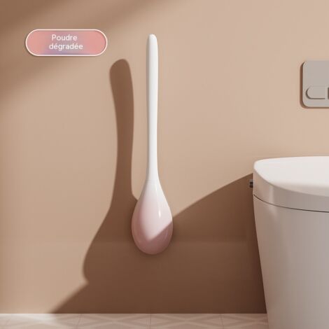 Brosse de toilette domestique en silicone à long manche, nettoyage en profondeur, conception murale sans perçage pour salles de bains.