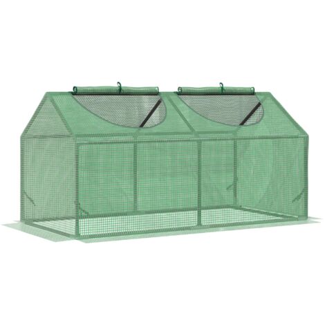 Serre en polyéthylène avec fenêtre, idéale pour les tomates et autres plantes. Châssis froid 120 x 60 x 60 cm, vert.