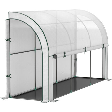 Serre murale, abri de plantes accessible, bâche plastique, dimensions 300 x 80 x 157 cm, blanche (1/5)