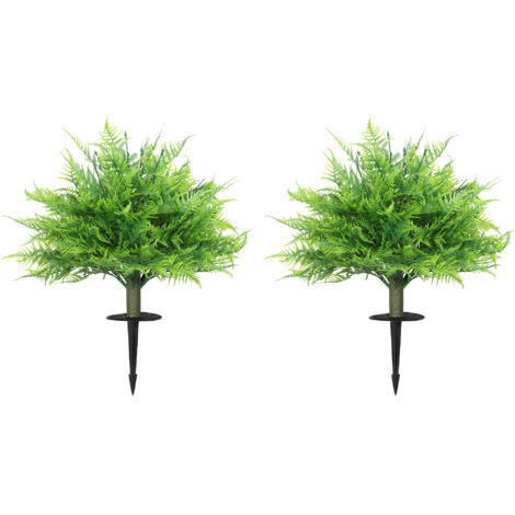 Fougères de Boston artificielles, résistantes aux UV, avec support, deux arbustes par lot, 60 cm de hauteur, conviennent aux jardins et aux vérandas. (1/5)