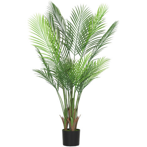 Plante artificielle d'intérieur de 120 cm, palmier artificiel, avec pot en plastique et flocage, vert (1/5)