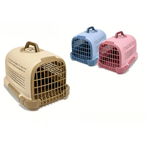 Sac de transport pour animaux de compagnie durable et portable, sac de voyage rigide ventilé, adapté aux chats et aux petits chiens (beige, bleu, rose) - Conseil : Veuillez sélectionner la coul (1/5)