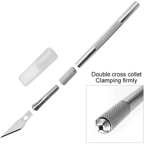 Kit outil coupe précision manche noir, 10 lames fournies, destiné aux travaux artistiques DIY, sculpture et découpe artisanale fine (1/4)