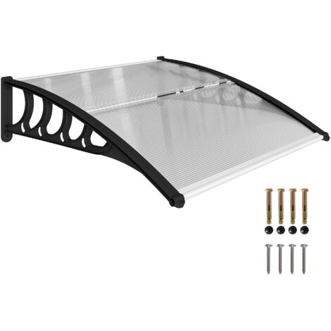 Auvents extérieurs en polycarbonate pour portes et fenêtres, dimensions : 103 x 96,5 x 27 cm, transparent. (1/5)