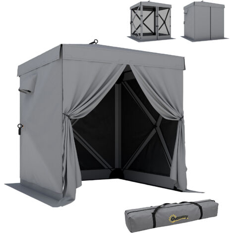 Tente pliante imperméable, robuste et résistante au froid de 1,85 x 1,85 m avec 4 panneaux latéraux en filet, sac de rangement et indice de protection UV 30+. (1/5)