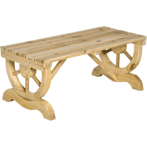 Banc de jardin en bois, résistant aux intempéries, mobilier de jardin, style rustique, matériaux naturels, dimensions : 98 x 50 x 39,5 cm (1/5)