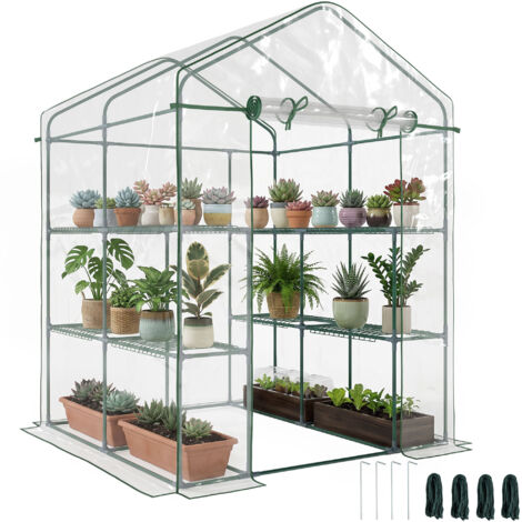 Serre de jardin extérieure en PVC transparent, serre de balcon, avec étagères à légumes, dimensions 1,43 x 1,43 x 1,95 mètres. (1/5)