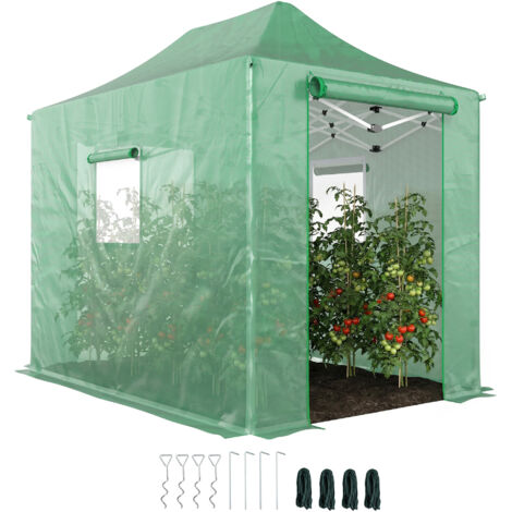 Serre portable, dimensions approximatives 200x300x270 cm, serre pliable en aluminium avec toit incliné et portes et fenêtres à fermeture éclair. (1/5)