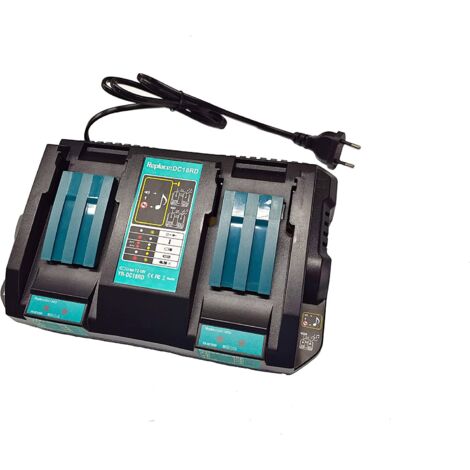 DC18RD 4A Chargeur double pour Makita 14,4V- 18V BL1850 BL1850B BL1860B BL1820 BL1830 BL1430 BL1440 BL1450 Li-ion Batterie 196933-6 avec USB