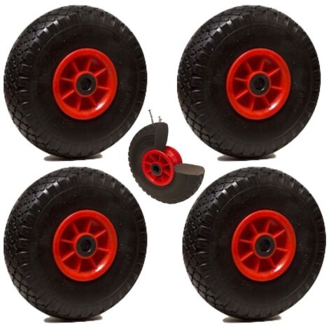 2Gt Roues Et Roulettes – Lot de 4 roues increvables 260 x 85 mm – Alésage 25 mm – Charge dynamique 75 kg – Compatibles diables et chariots