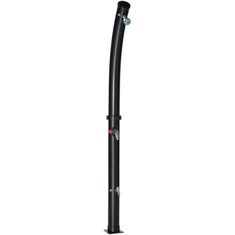 Douche solaire chauffante à 60 °C, adaptée à une utilisation extérieure, avec réservoir d'eau de 20 L et mitigeur, noire (1/5)