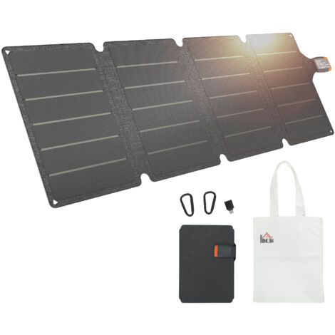 Chargeur solaire pliable 36W, interface Type-C, étanche IP67, matériau ETFE, gris. (1/5)