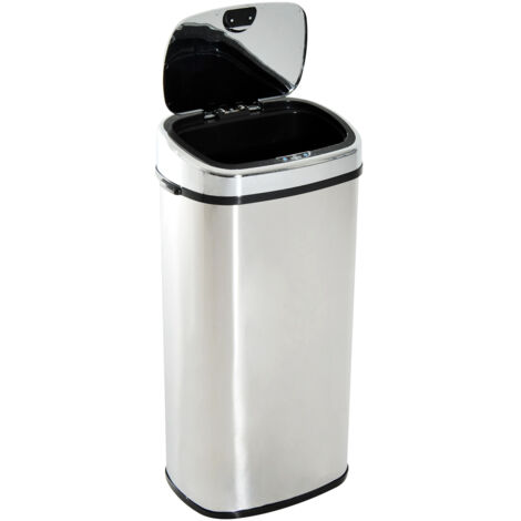 Poubelle de cuisine de 68 litres avec capteur infrarouge automatique et fonction d'ouverture tactile manuelle, dimensions : 40,5 x 29,5 x 78 cm, argent. (1/5)