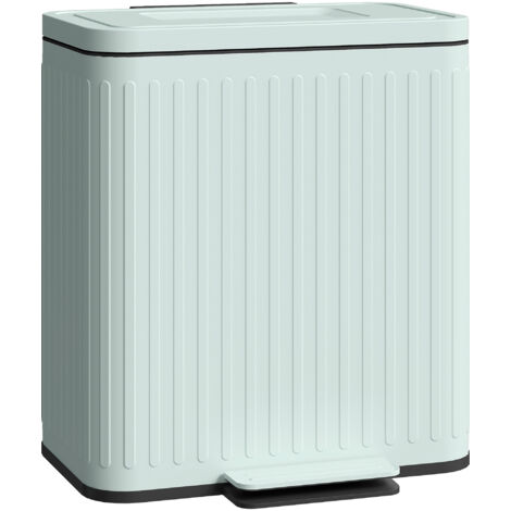 Poubelle de cuisine, 2 compartiments de 20 litres, tri efficace des déchets, actionnée au pied, en plastique et métal, écologique. (1/5)