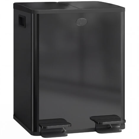 Boîte alimentaire (2 compartiments, capacité de 2 x 20 L), anti-oxydation, boucle croisée à fermeture lente, 45,8 x 36 x 51,6 cm, noire. (1/5)