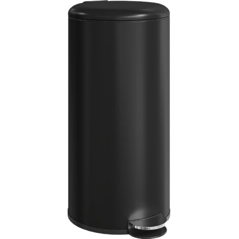 Poubelle à pédale de 30 litres avec couvercle, bac intérieur et fermeture amortie. Dimensions : 36 x 30 x 63,5 cm. Noire. (1/5)
