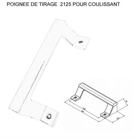 Poignée de porte coulissante Ral 9010 blanc – Fixation auto-perceuse – Bouchon anti-rayures – Pointeau amovible – 21259010