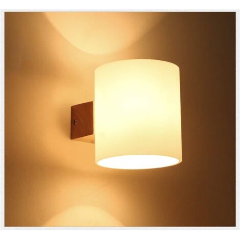 Stoex – Applique murale moderne en bois et verre – Dimensions 14x16 cm – Espace d'éclairage 5-10 m² – Pour salon, chambre, couloir, escalier