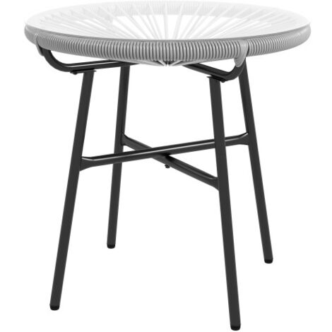 Table d'appoint de jardin, Table d'appoint/mesa de centro em rotin avec tampo em verre, idéal pour balcon e terraciers, 50x50x50 cm, meuble extérieur, design moderne (1/5)