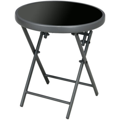 Table pliable de jardin, Table pliable em verre, idéal pour balcon, terraciers, salas de estar e escritórios, 45 x 45 x 50 cm, noir., gain de place, meuble extérieur, design mod... (1/5)
