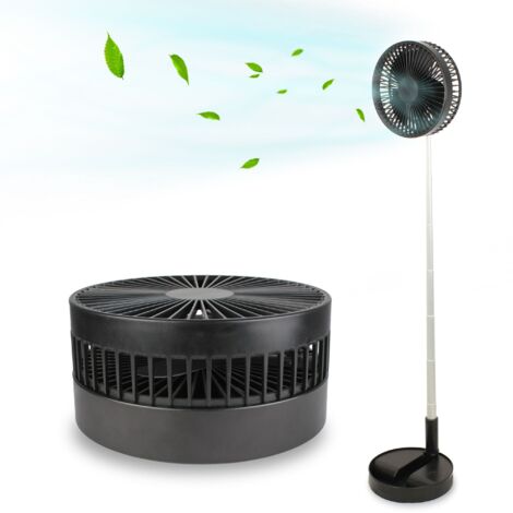 Fishtec – Ventilateur sur pied sans fil rechargeable – 4 vitesses – Autonomie 3 à 9 heures – Dimensions ajustables 19,7 x 97,4 cm – Silencieux 30 dB