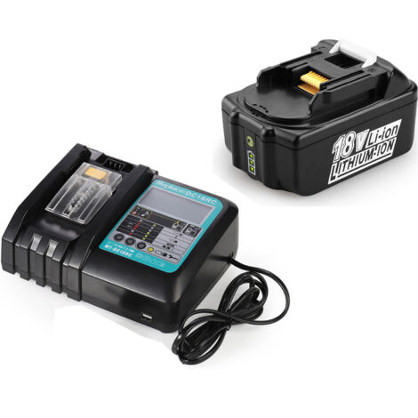 Powerwings – Batterie lithium 18V 4,0Ah avec chargeur DC18RC – Compatible avec Makita BL1850B BL1860B – Autonomie prolongée et recharge rapide