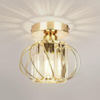 Stoex – Plafonnier en cristal doré E27 – Lustre cage 19 cm – Éclairage vintage pour cuisine, couloir, salle à manger, salon