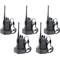 Lot de 5 talkies-walkies BF-888S – Portée jusqu'à 5 km – 16 canaux – Autonomie 8h – Câble USB inclus – Émetteur-récepteur compact – Housecurity