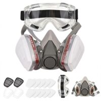 Respirateur réutilisable Demi-masque 6200 Masque à gaz Protection respiratoire Respirateurs avec lunettes de sécurité pour peinture Soudage à la vapeur organique Polissage Travail du bois et autres pr