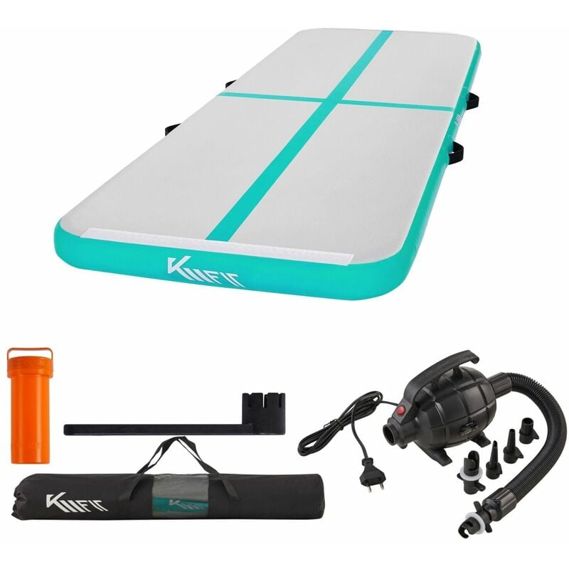 KM-Fit Colchoneta de gimnasia hinchable Airtrack Colchoneta de fitness 3 m Verde Menta