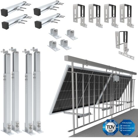 NuaSol Soporte para panel solar Fijación de barandilla para dos módulo solar