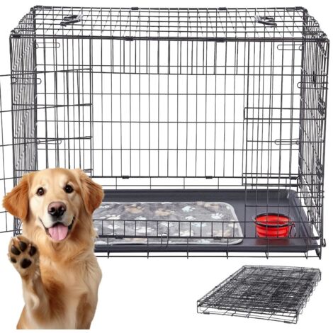 AREBOS Jaula para perros L Caja de transporte para perros Caja celosía plegable