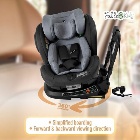 Fablekids asiento de coche para niños con Isofix  360° giratorio  asiento de coche para niños i-Size 40-150cm  arnés de seguridad de 5 puntos  reposacabezas ajustable en 8 direcciones ECE R129/03